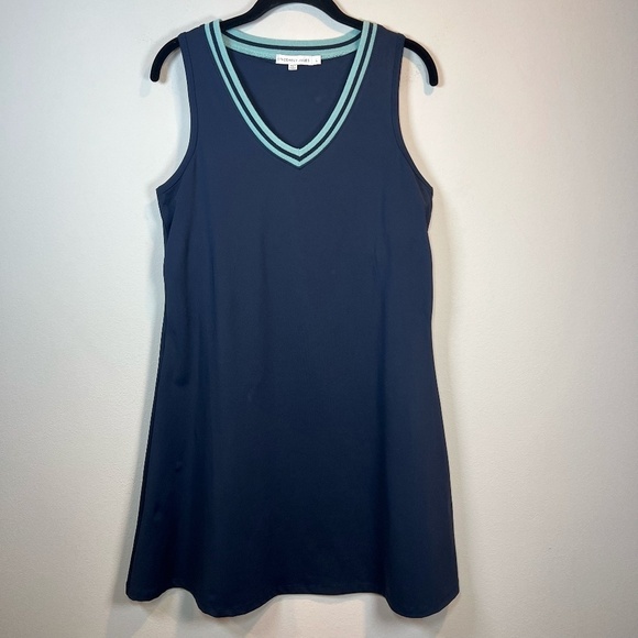 Sincerly Jules Dresses & Skirts - Sincerely Jules Athletic Dress Navy Blue V-Neck Shelf Bra Sleeveless Golf  Large